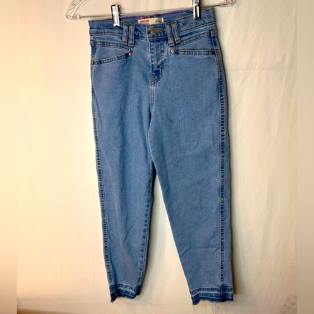 Signature by Levi Strauss Blue Ankle Heritage Mom Jeans Adjustable Waist Size 10